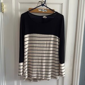 Black and White Long Sleeve Blouse